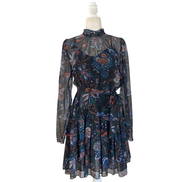 Veronica Beard Bolade Silk Georgette Paisley Tiered Mini dress Size 2 - Picture 12 of 16